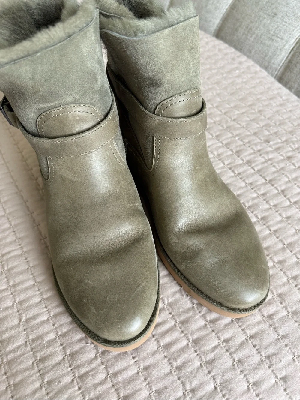 UGG Olive Green Shearling Cuff Boots